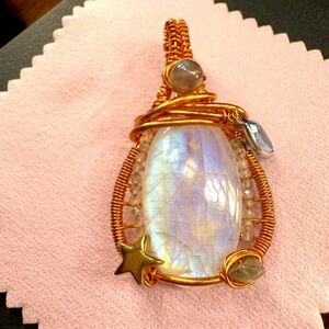 Handcrafted Copper and Moonstone Pendant